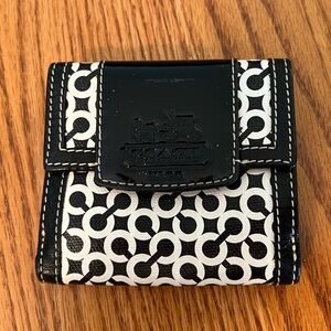 Coach Small Black and White C Logo Retro Wallet